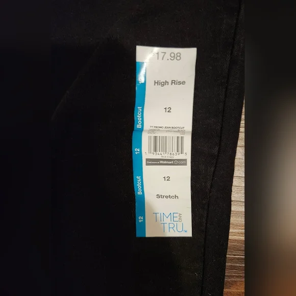 NWT Womens Sz 12 Black High Rise Stretch Bootcut Jeans by Time and Tru - Picture 2 of 4